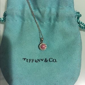 18 carat pink necklace on a white gold chain