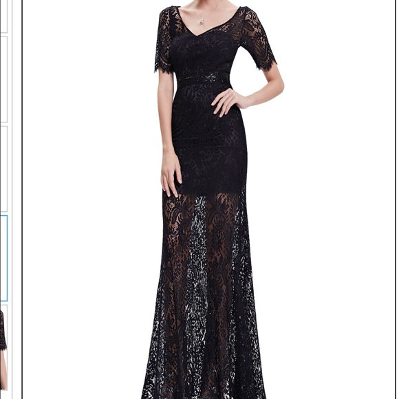 New black evening dress with lace details