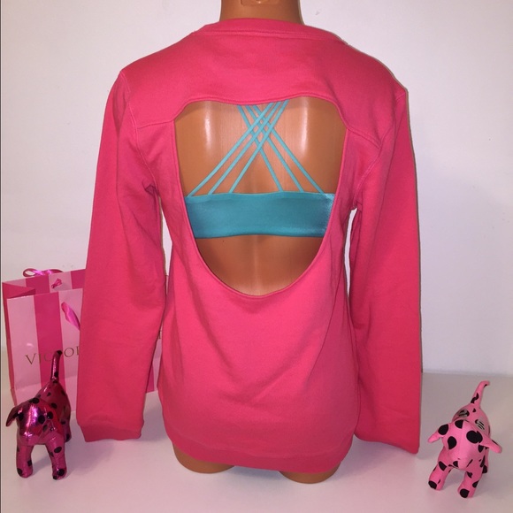 NEW PINK VS OPEN BACK SWEATSHIRT - Picture 4 of 4