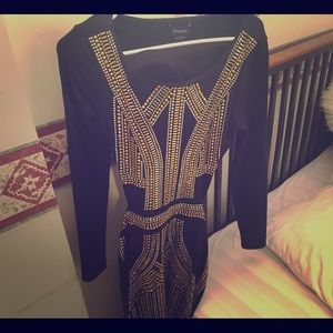 Bebe black and gold beaded dress