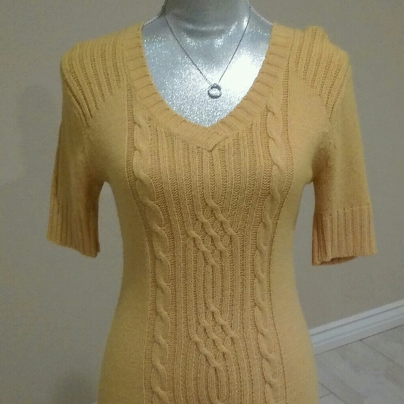 Beautiful knitted V-neck sweater dress