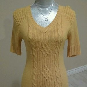 Beautiful knitted V-neck sweater dress