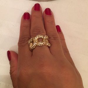 Banana Republic gold tone and crystal ring, sz. 7