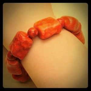 Red coral stretch bracelet
