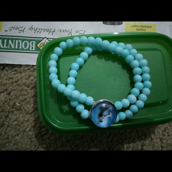 Aqua blue two string snap Charm bracelet,$ ⬇⬇⬇