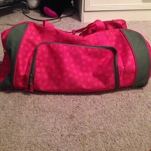 Large pink polka dot thirty one gym bag