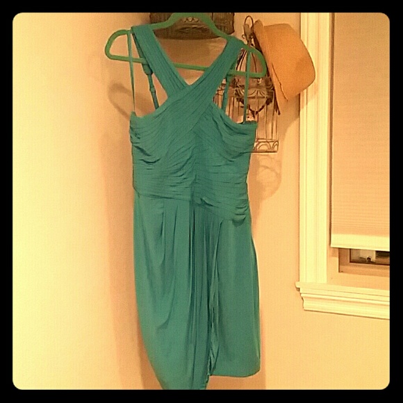 BCBG Max Azria teal blue cocktail dress