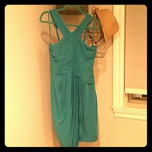BCBG Max Azria teal blue cocktail dress