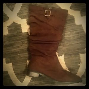 Bamboo chocolate brown scrunched boots