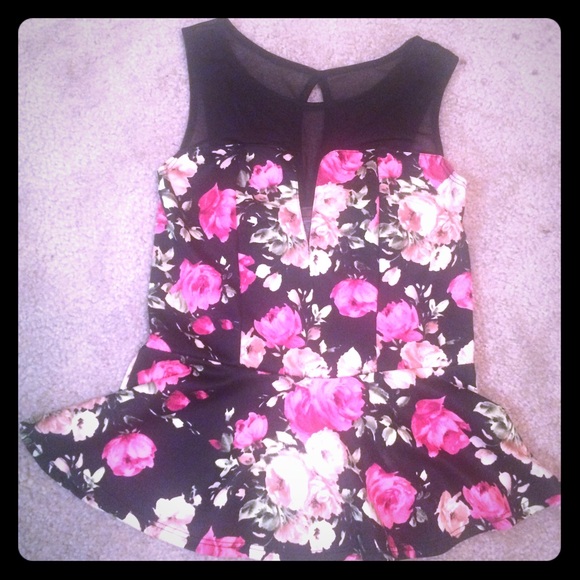Peplum top sheer accent