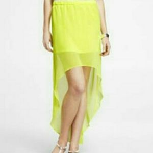 NWOT Express Hi-low Hem Bright Yellow Skirt