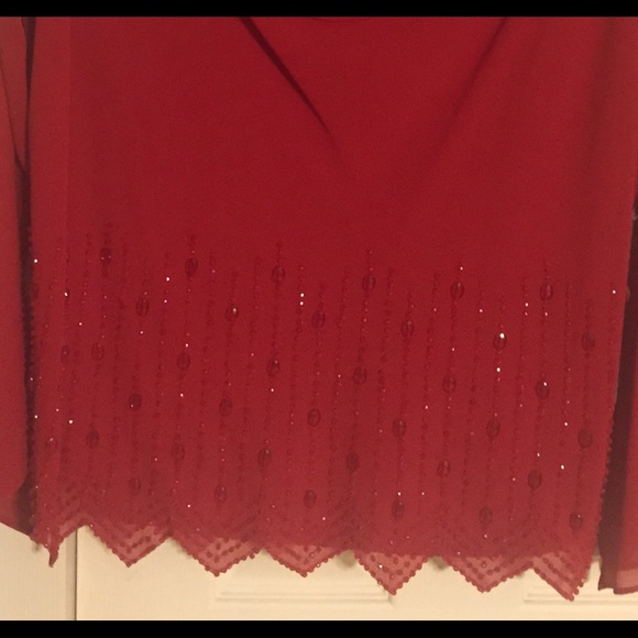Red beaded Sheri Martin's woman's top - Picture 2 of 2