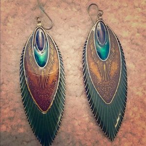 Peacock statement earrings
