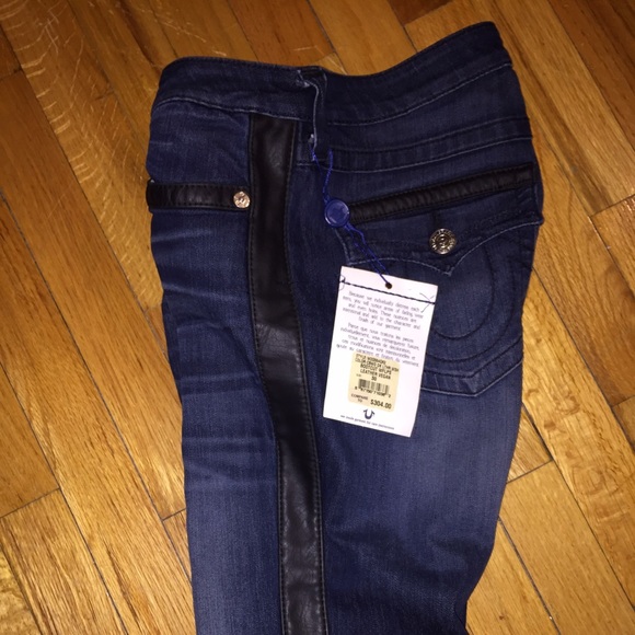 SOLD True Religion Jeans w/leather on sides