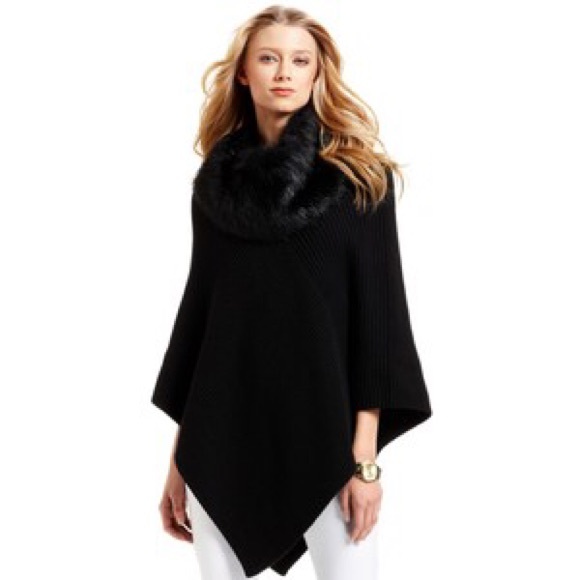 Michael Kors Poncho w/ fur collar