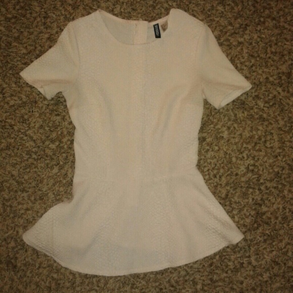 Classy Cream textured peplum top from H&M