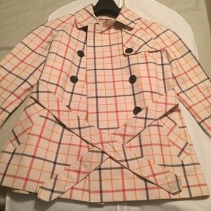 Coach tattersall short trench coat