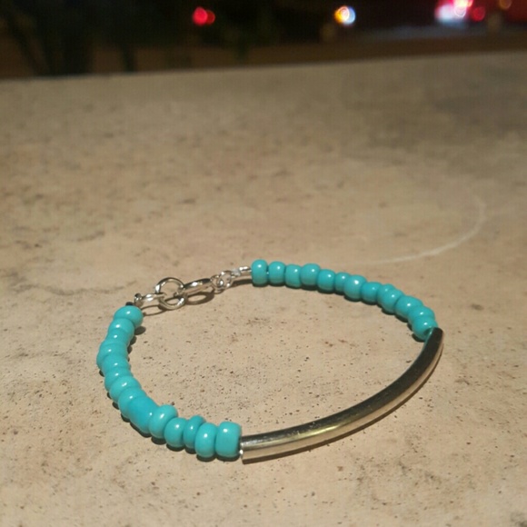 Turquoise with Silver Bar Bracelet