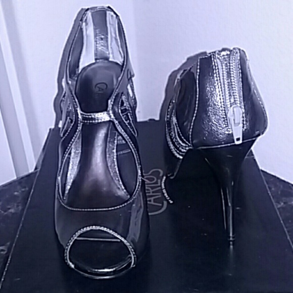 Metallic Grey Peep Toes