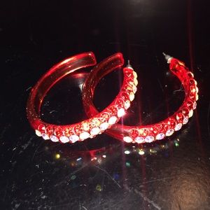 Red bling earrings