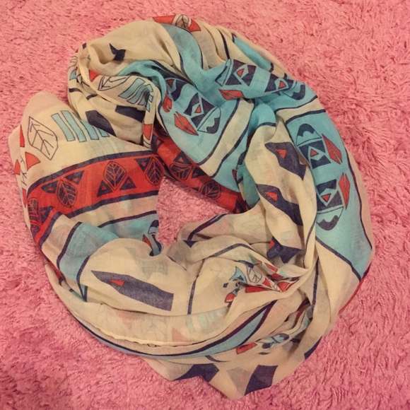 "Printed Village" rectangle cotton scarf