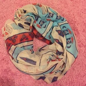 "Printed Village" rectangle cotton scarf