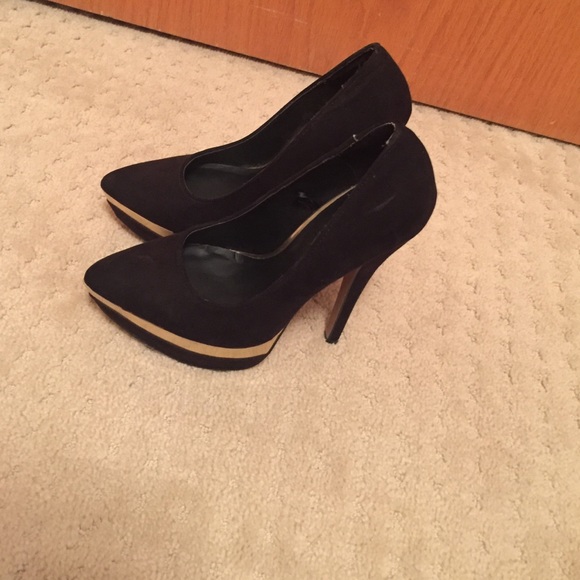 Black and gold heels