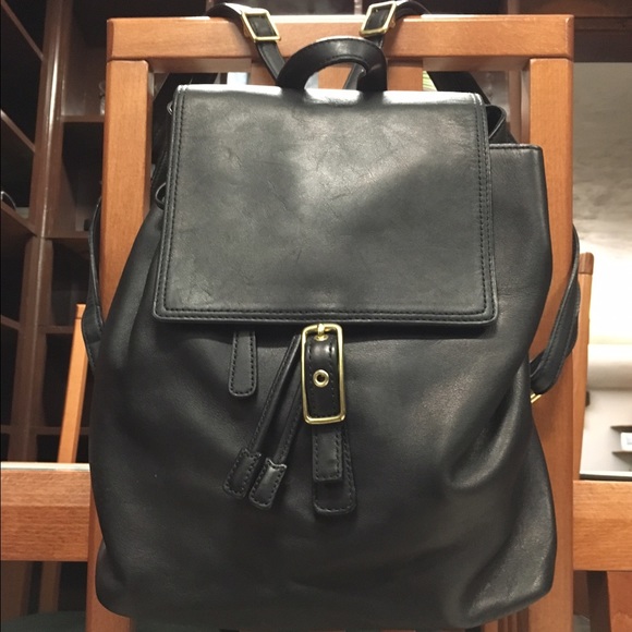 Vintage Large Black Coach Leather Backpack