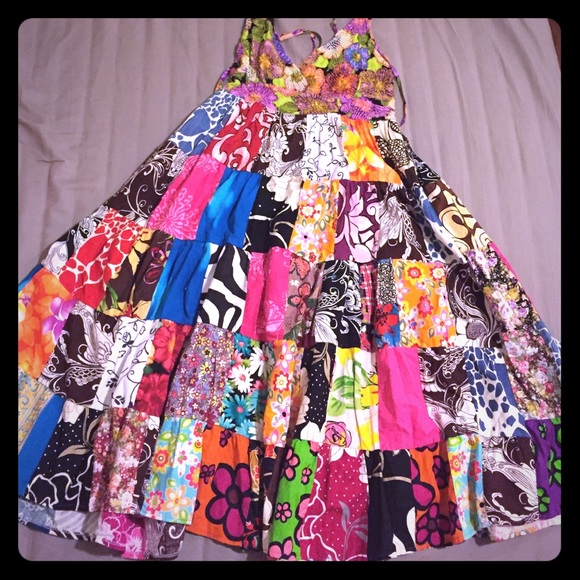 Colorful long cotton dress.