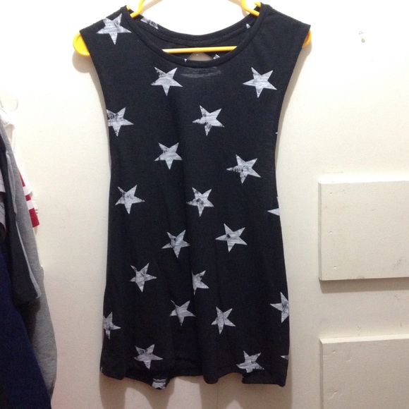 Open back, black and white starry tank - XL