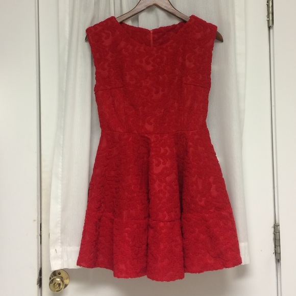 Red high neck skater dress