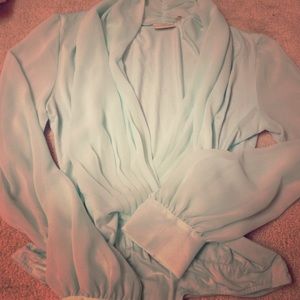 Light teal blouse bodysuit