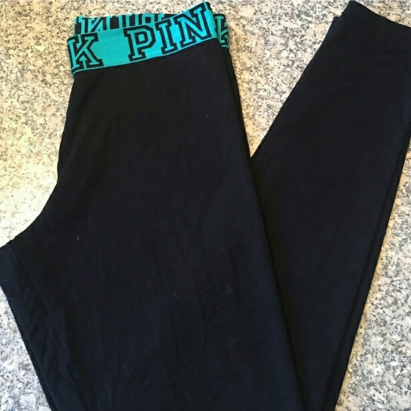 PINK teal band yoga leggings