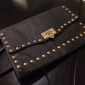 Black Snake skin Purse gold studs