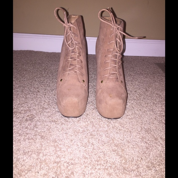 Tan lace up booties