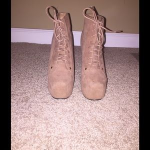 Tan lace up booties