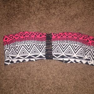 Hot Pink And Black Bikini Top