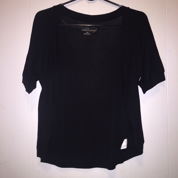 Black short sleeve open cardigan