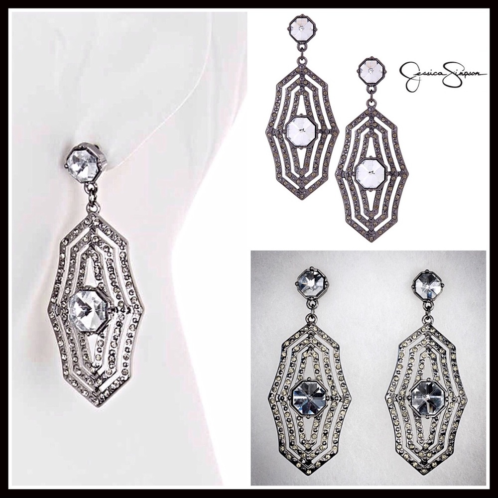 CRYSTAL PAVE GLAM DANGLE STATEMENT EARRINGS A3C - Picture 5 of 5