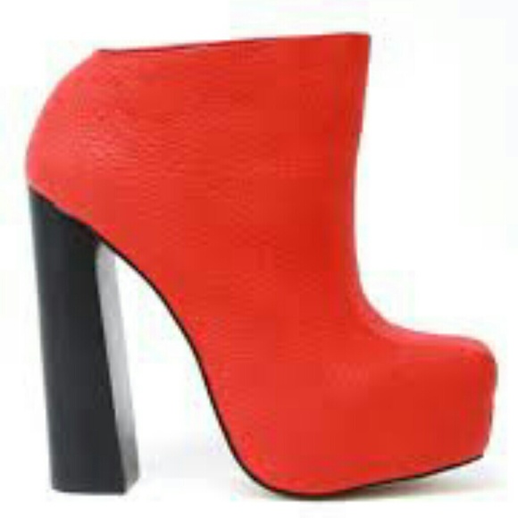 Red senso saffron  platform booties heels