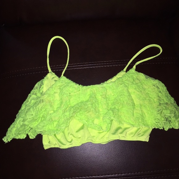 Neon green lace crop top - Picture 2 of 2