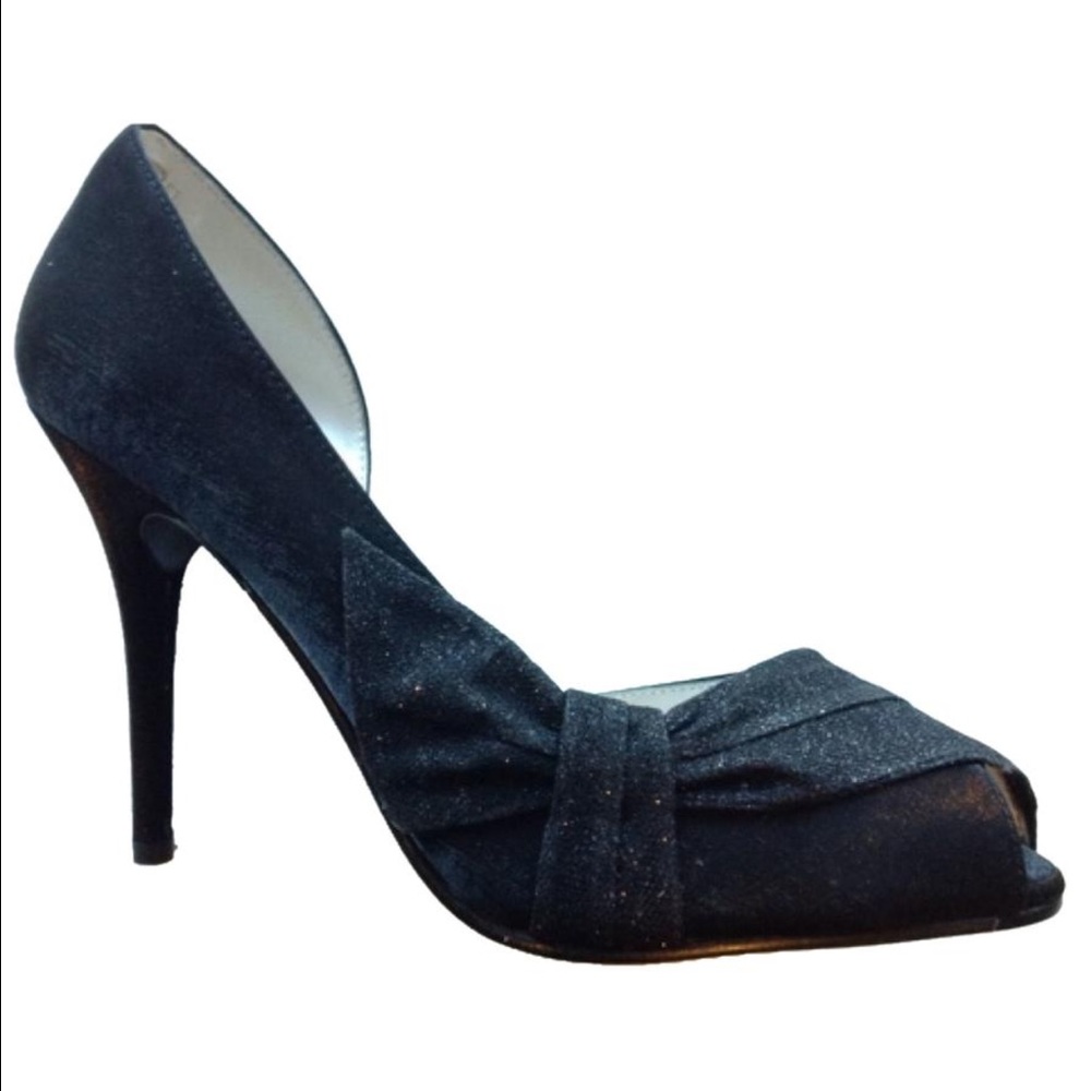 NEW CAPARROS black satin sparkle party shoes heels