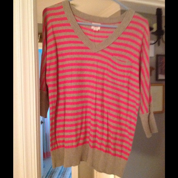 Mossimo L Sweater Pink and Gray 3/4 sleeves