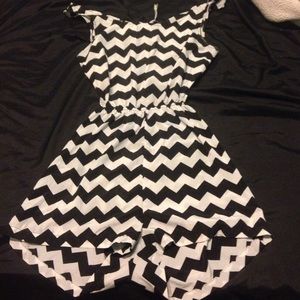 Black and white chevron backless romper