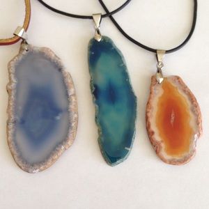 New: 3pcs Quartz Pendant with Necklace