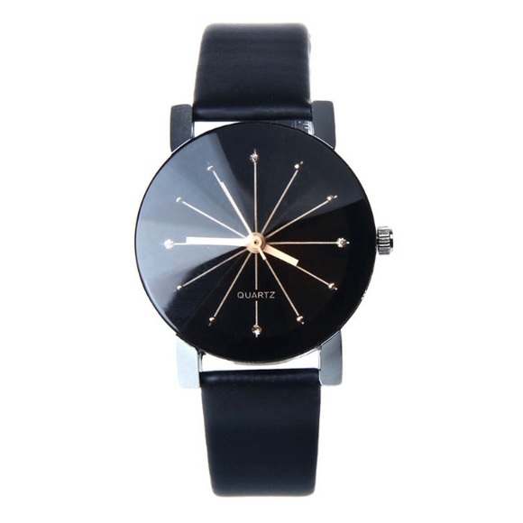 Black Faux Leather Watch!