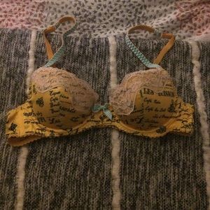 Victoria's Secret yellow and blue push-up bra