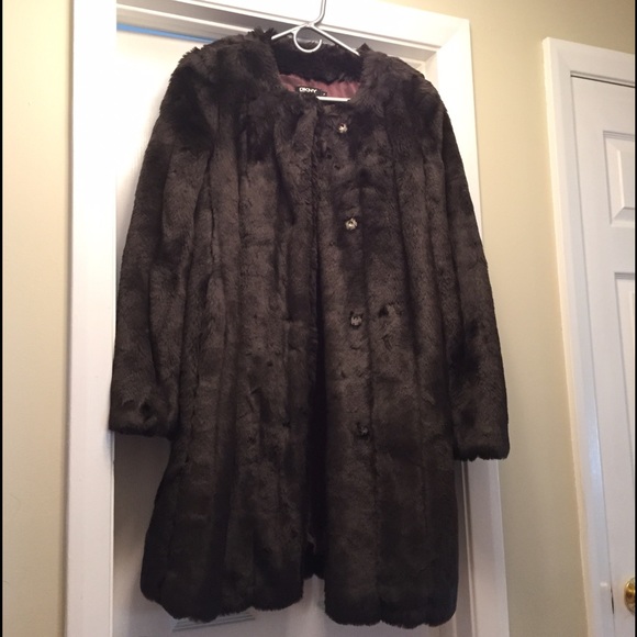 DKNY faux fur coat