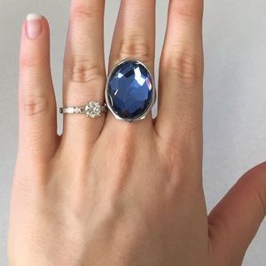 Swarovski Large Blue Cocktail Ring size M