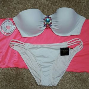 Sparkly White Victoria's Secret Bandeau Bikini